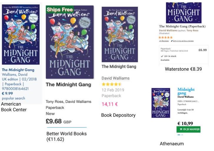 Compare bookstore prices