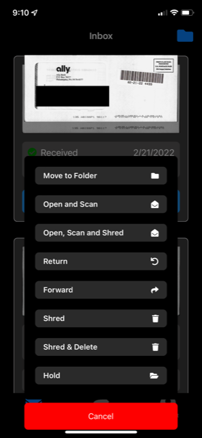 Traveling Mailbox App Homescreen